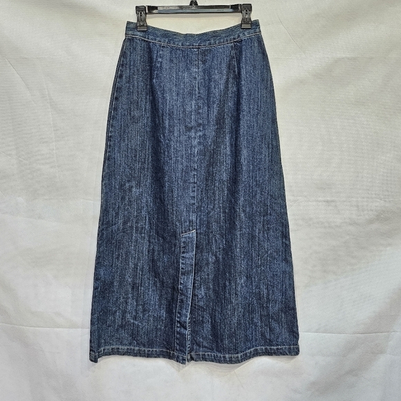 Rockies Vintage Denim Jean Maxi Skirt 100% Cotton Dark Wash Size 6 - Picture 3 of 4